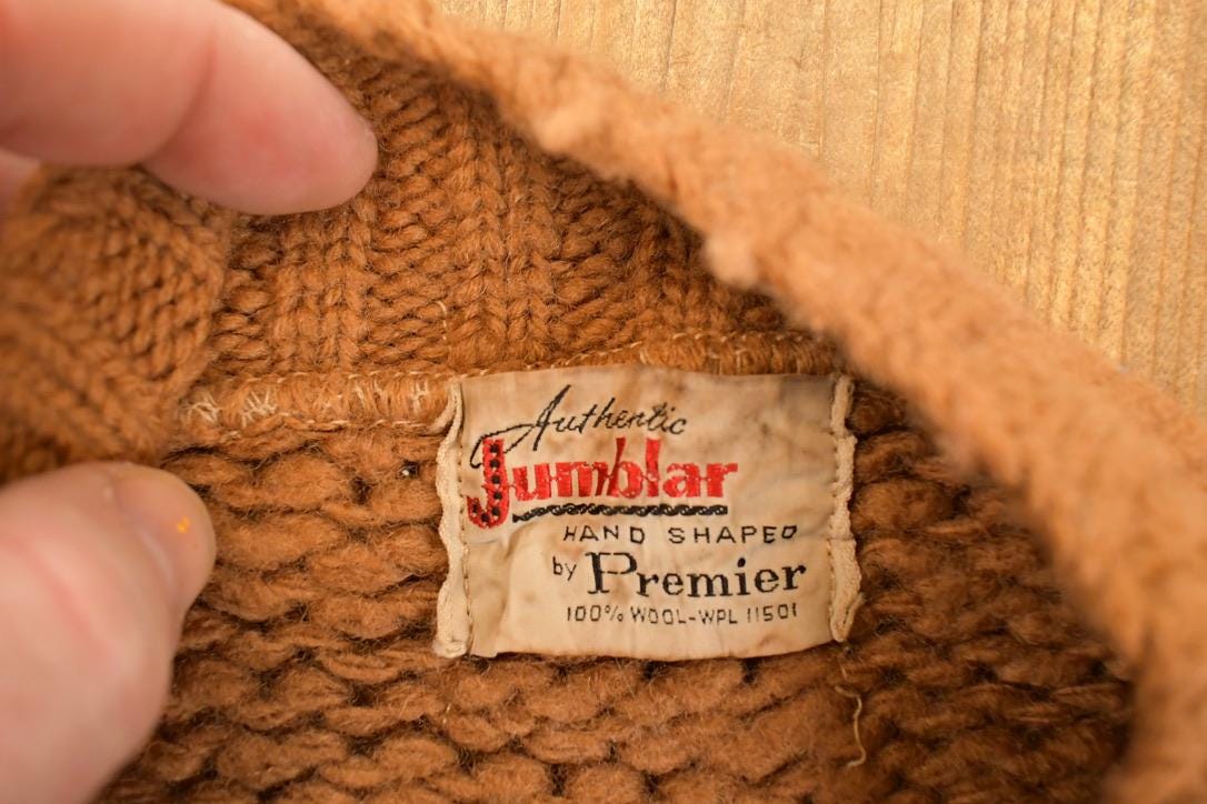 Vintage 1960s Jumblar Hand Shaped Wool Knit Cardigan Sweater Men's S from propervintagecanada