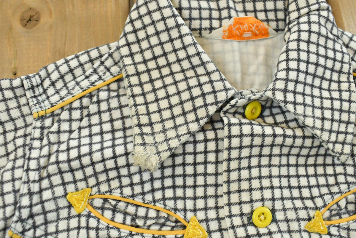 Vintage 1960s King Kole Gingham Check Button Up Western Shirt Youth 6 from propervintagecanada