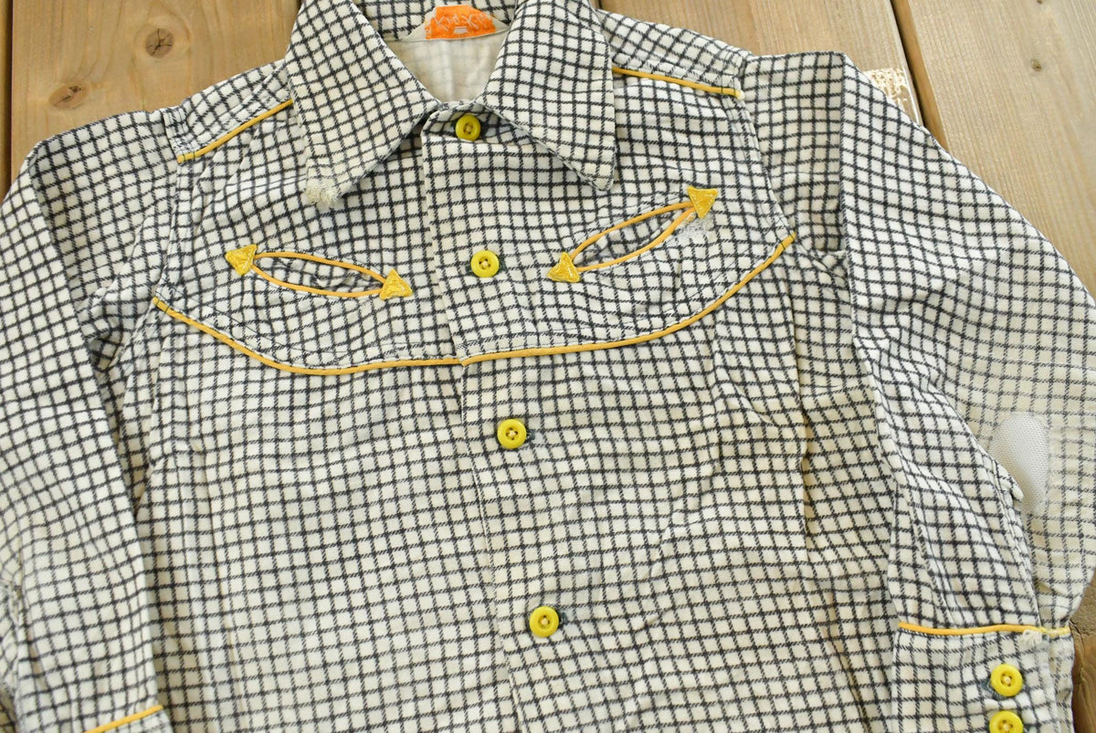 Vintage 1960s King Kole Gingham Check Button Up Western Shirt Youth 6 from propervintagecanada