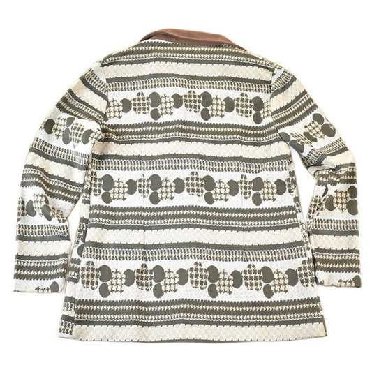 Vintage 1960s Knit Abstract Pattern Button Up Cardigan Sweater Mens M from propervintagecanada