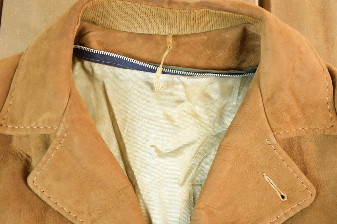 Vintage 1960s Leather Suede Western Style Button Up Long Jacket Men's S from propervintagecanada