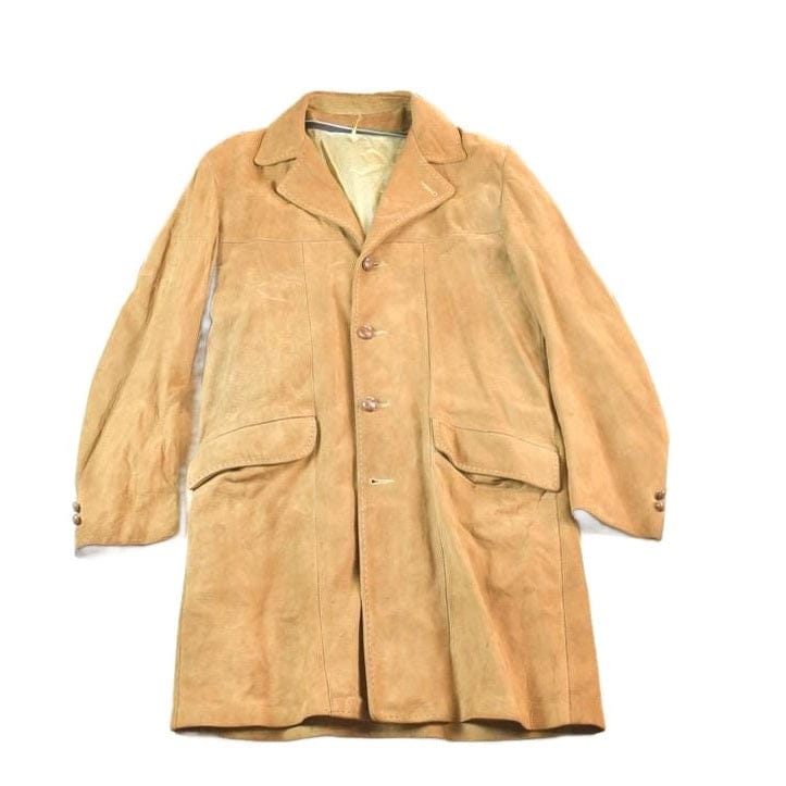 Vintage 1960s Leather Suede Western Style Button Up Long Jacket Men's S from propervintagecanada