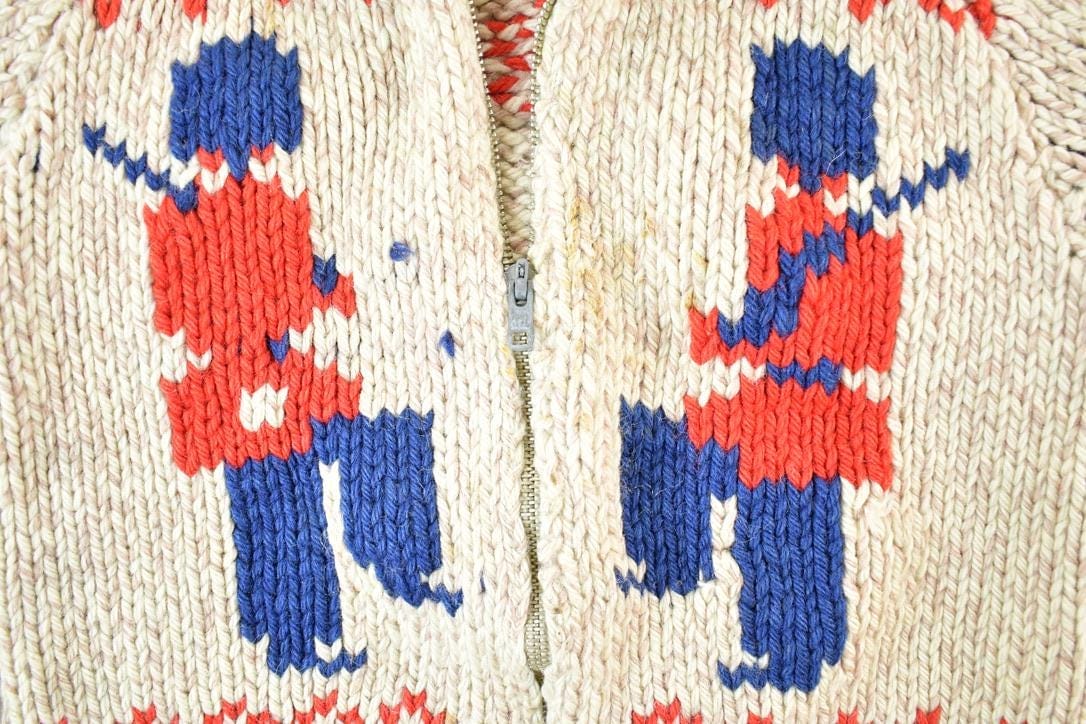 Vintage 1960s Marching Band Wool Knit Full Zip Sweater Youth S from propervintagecanada