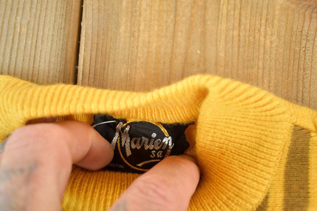 Vintage 1960s Marien Knit Abstract Pattern Crewneck Sweater Men's Small from propervintagecanada