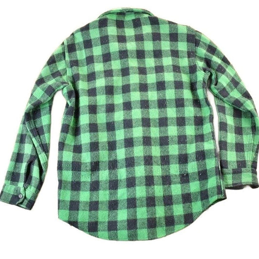Vintage 1960s Melton Plaid Button Up Shirt Mens L from propervintagecanada