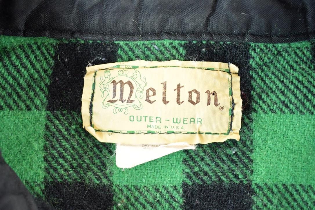 Vintage 1960s Melton Plaid Button Up Shirt Mens L from propervintagecanada
