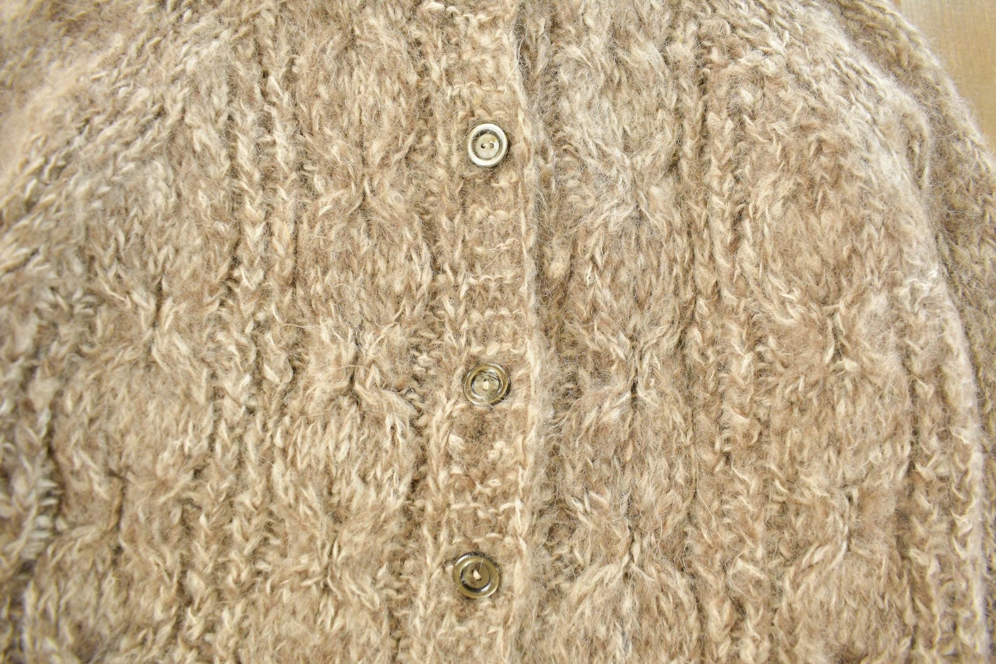 Vintage 1960s Montgomery Ward Hand Knit Mohair Wool Cardigan Sweater Women's S from propervintagecanada