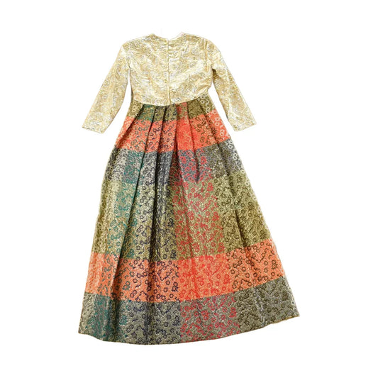 Vintage 1960s Morton Myles For Malcolm Charles Gold Floral Brocade Gown Dress Women's M from propervintagecanada