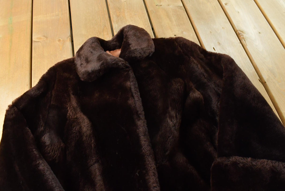 Vintage 1960s Mouton Fur Coat Adult M from propervintagecanada