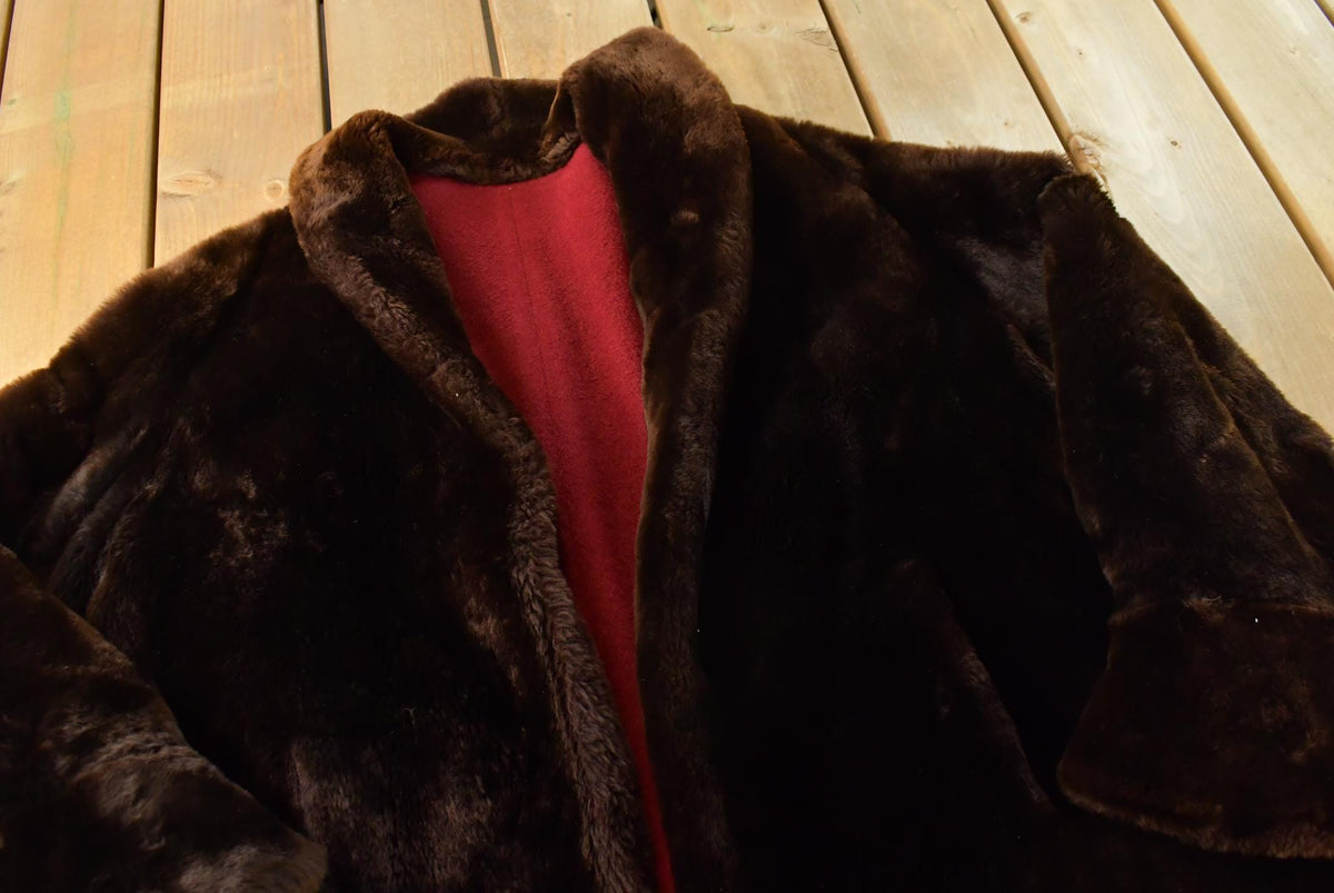 Vintage 1960s Mouton Fur Coat Wool Lining Adult L from propervintagecanada