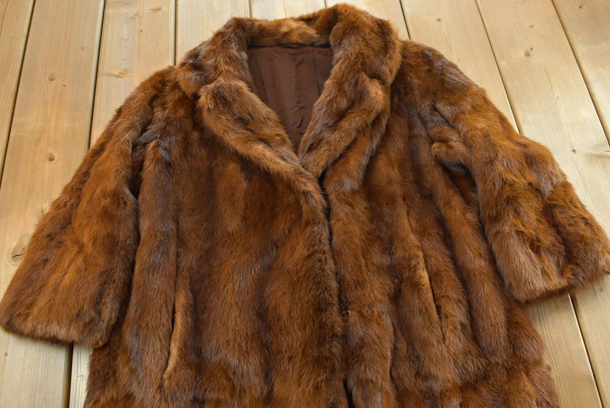 Vintage 1960s Muskrat Fur Coat Size M from propervintagecanada