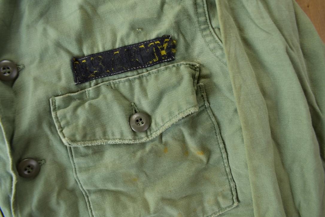Vintage 1960s OG-107 Army Military Sateen Shirt Men's Medium from propervintagecanada