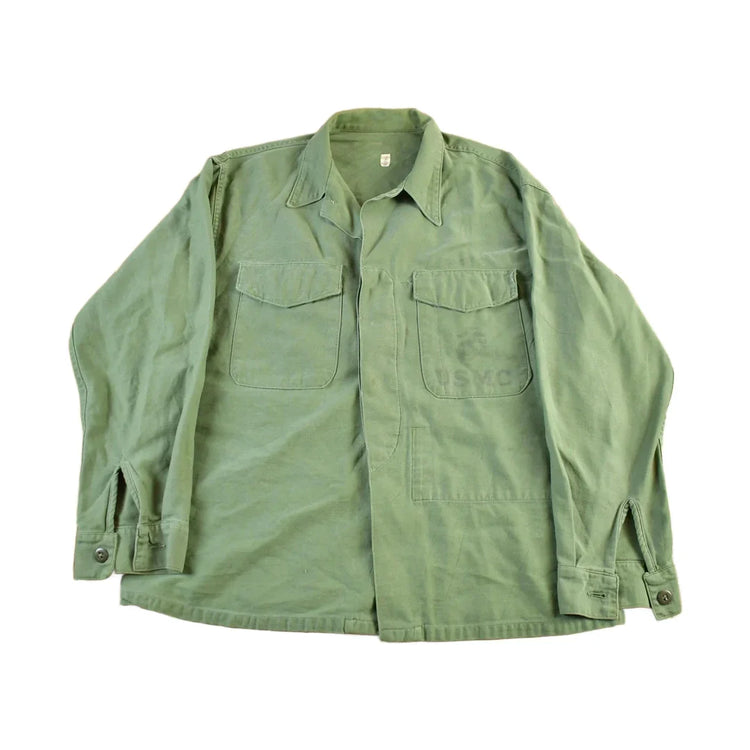 Vintage 1960s OG-107 Military Sateen Shirt Men's Large from propervintagecanada