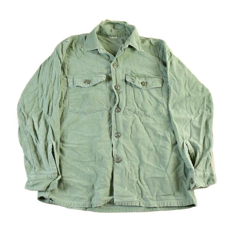 Vintage 1960s OG-107 Military Sateen Shirt Men's M-L from propervintagecanada
