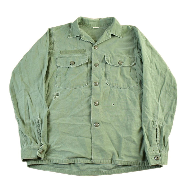 Vintage 1960s OG-107 Military Sateen Shirt Men's M-L from propervintagecanada