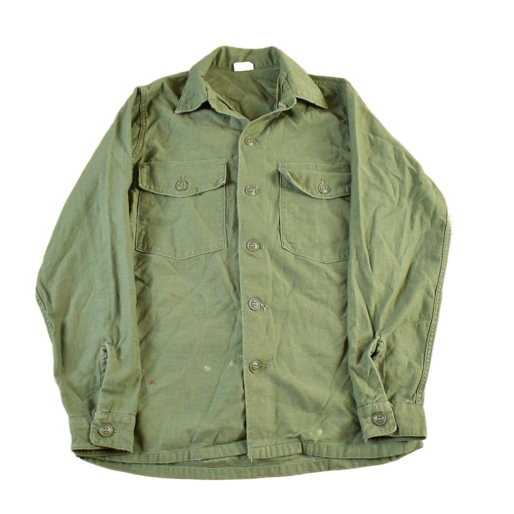 Vintage 1960s OG-107 Military Sateen Shirt Men's Medium from propervintagecanada