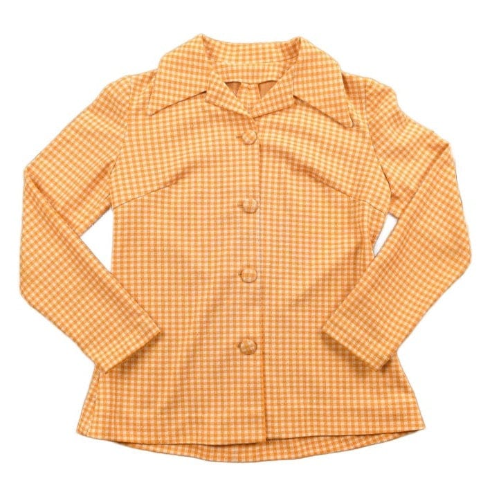 Vintage 1960s Orange Gingham Full Button-Up Shirt Men's S from propervintagecanada
