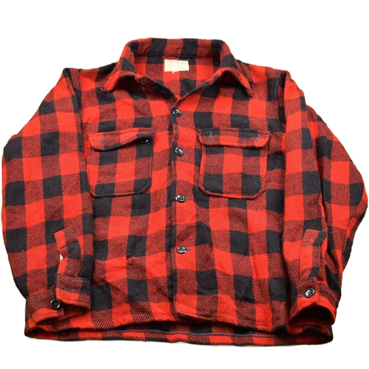 Vintage 1960s Outdoor World Plaid Flannel Button Up Shirt Men's M from propervintagecanada