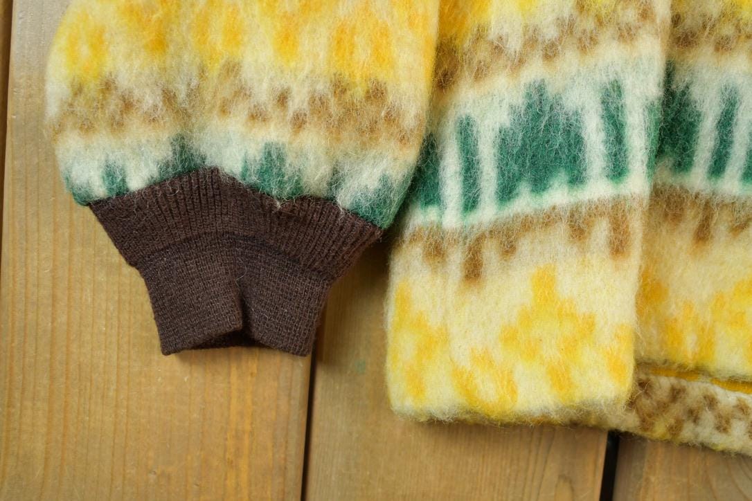 Vintage 1960s Patterned Mohair Cardigan Sweater from propervintagecanada