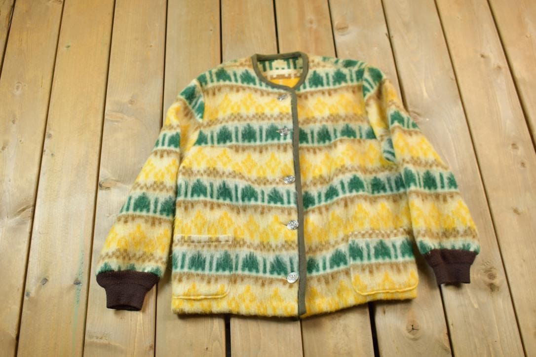 Vintage 1960s Patterned Mohair Cardigan Sweater from propervintagecanada