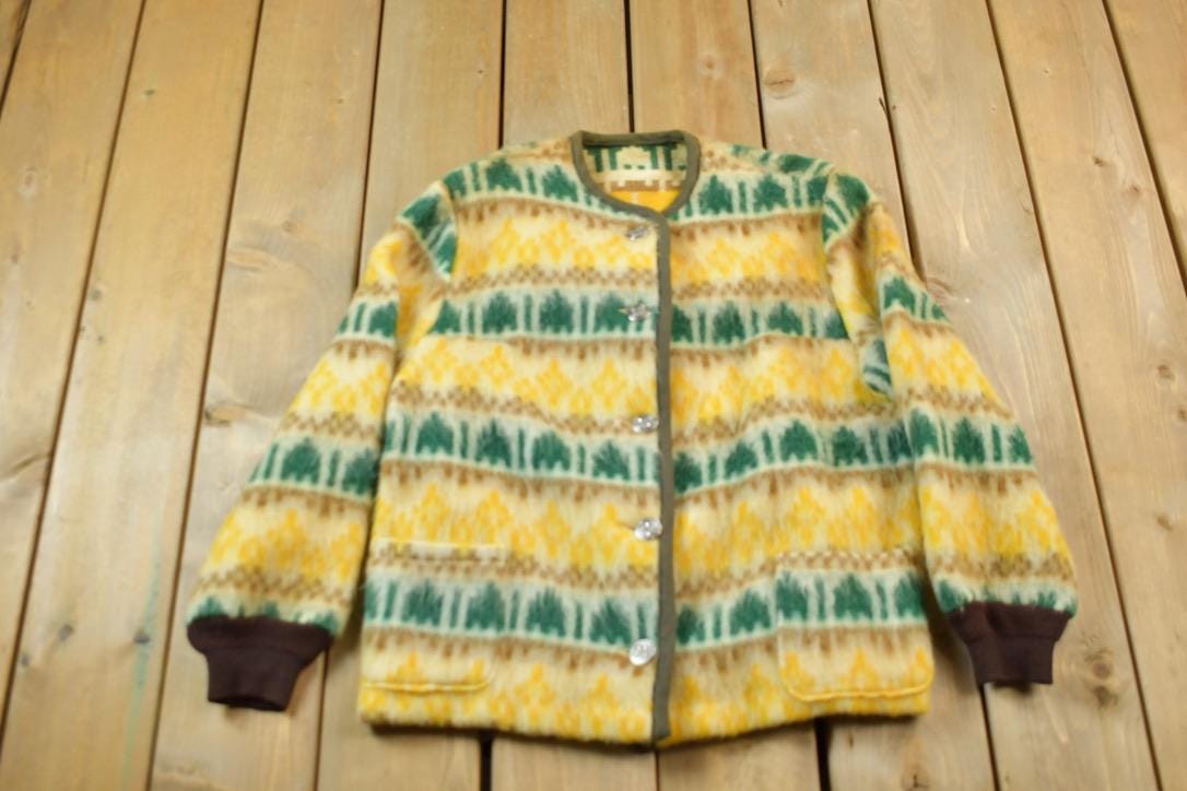 Vintage 1960s Patterned Mohair Cardigan Sweater from propervintagecanada