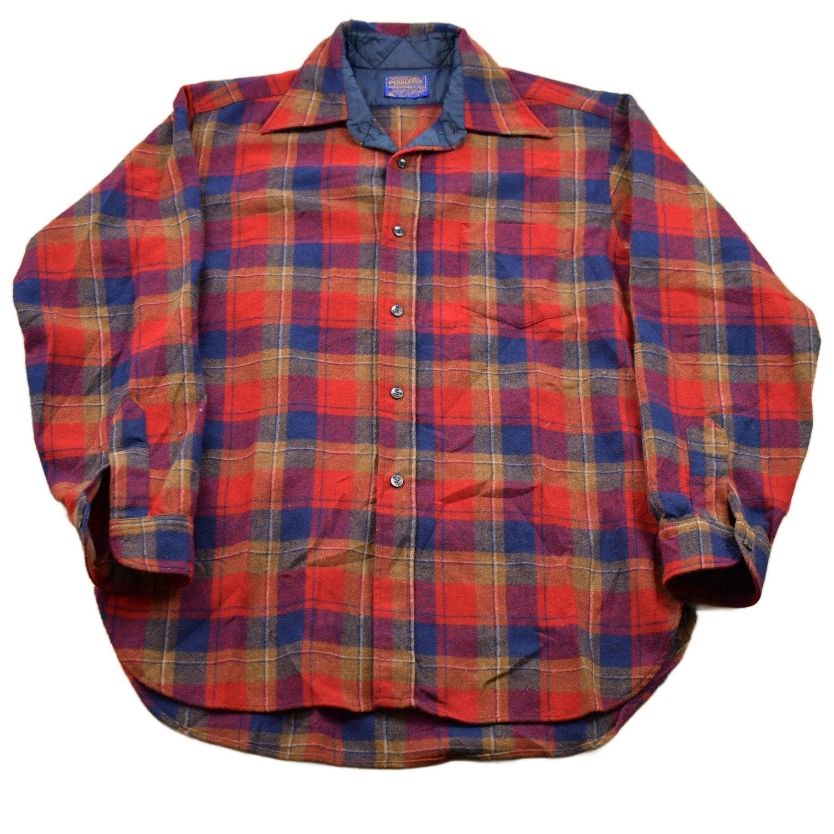 Vintage 1960s Pendleton Plaid Button Up Board Shirt Men's Large from propervintagecanada
