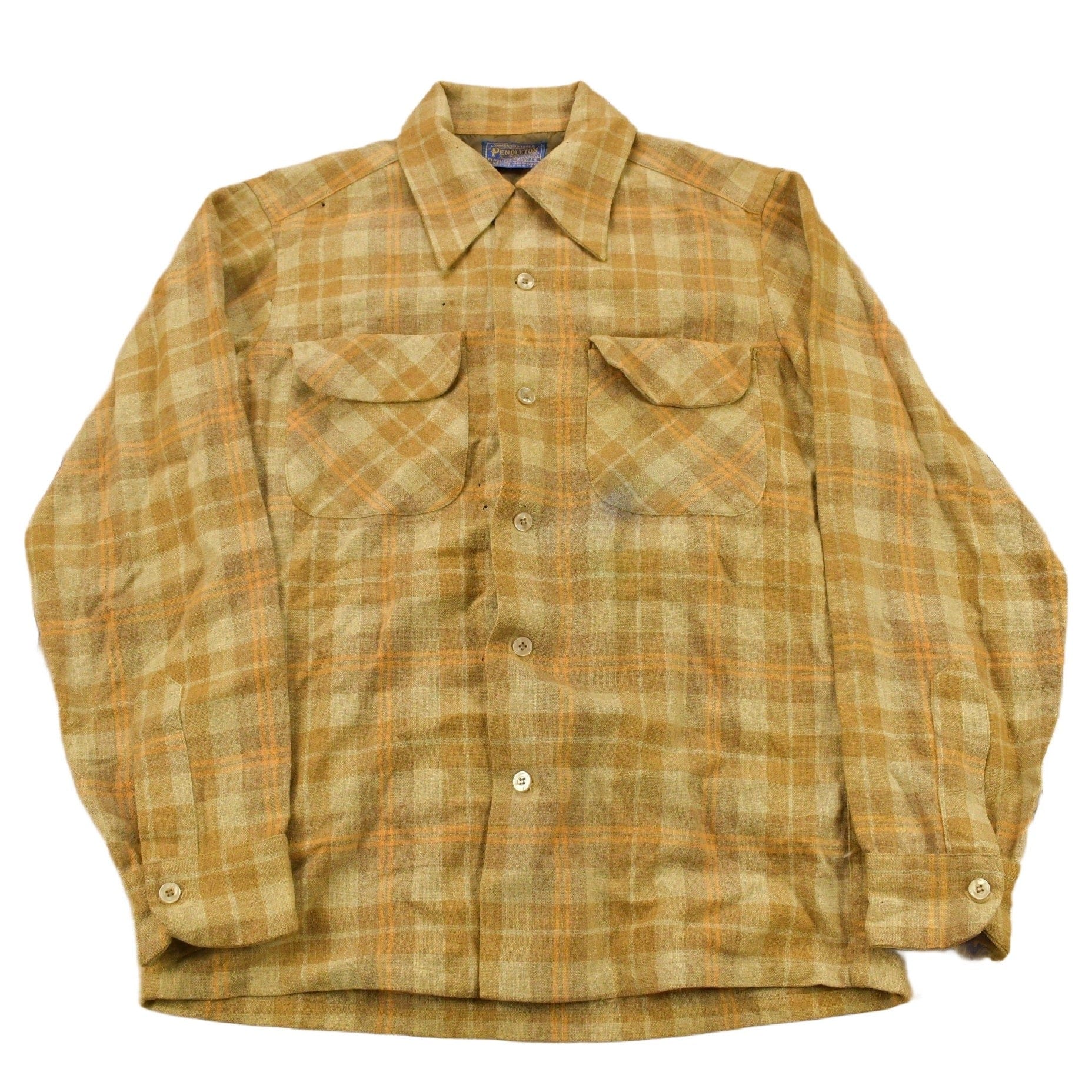Vintage 1960s Pendleton Plaid Button Up Board Shirt Men's S from propervintagecanada