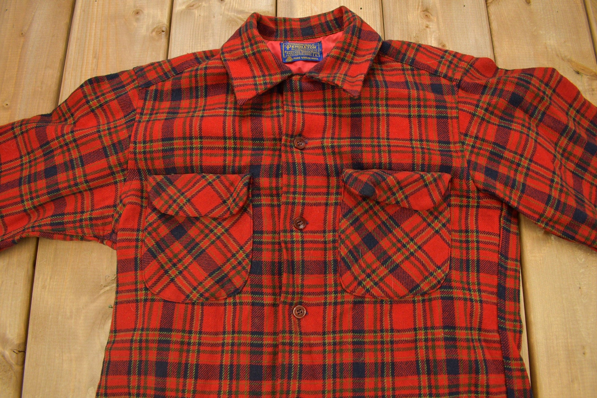 Vintage 1960s Pendleton Plaid Button Up Board Shirt Men's S from propervintagecanada