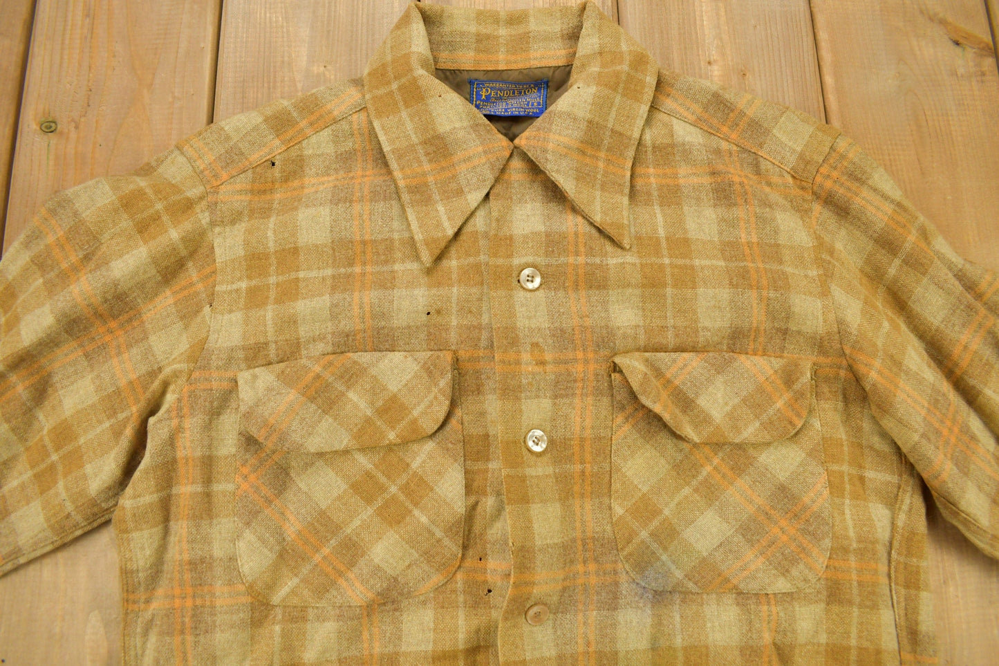 Vintage 1960s Pendleton Plaid Button Up Board Shirt Men's S from propervintagecanada