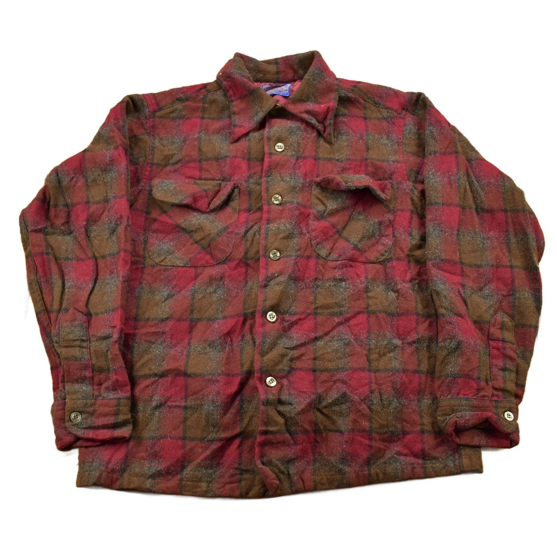 Vintage 1960s Pendleton Plaid Button Up Flannel Shirt / 100% Virgin Wool / Loop Button / Outdoor / Casual Wear / Made In USA / True Vintage from propervintagecanada