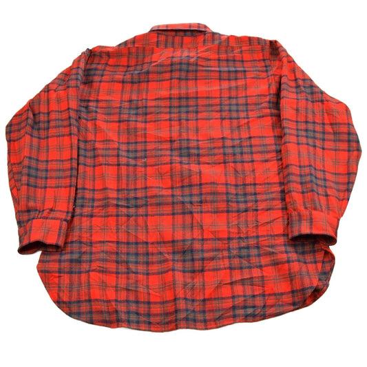 Vintage 1960s Pendleton Plaid Button Up Flannel Shirt Men's XL