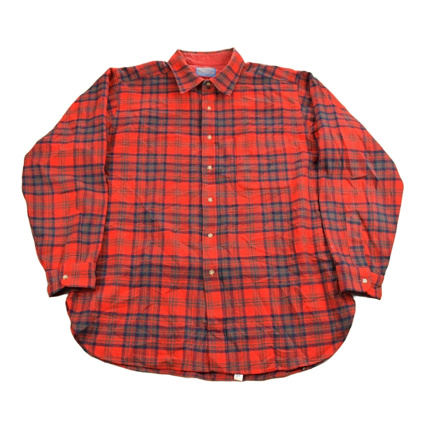 Vintage 1960s Pendleton Plaid Button Up Flannel Shirt Men's XL from propervintagecanada