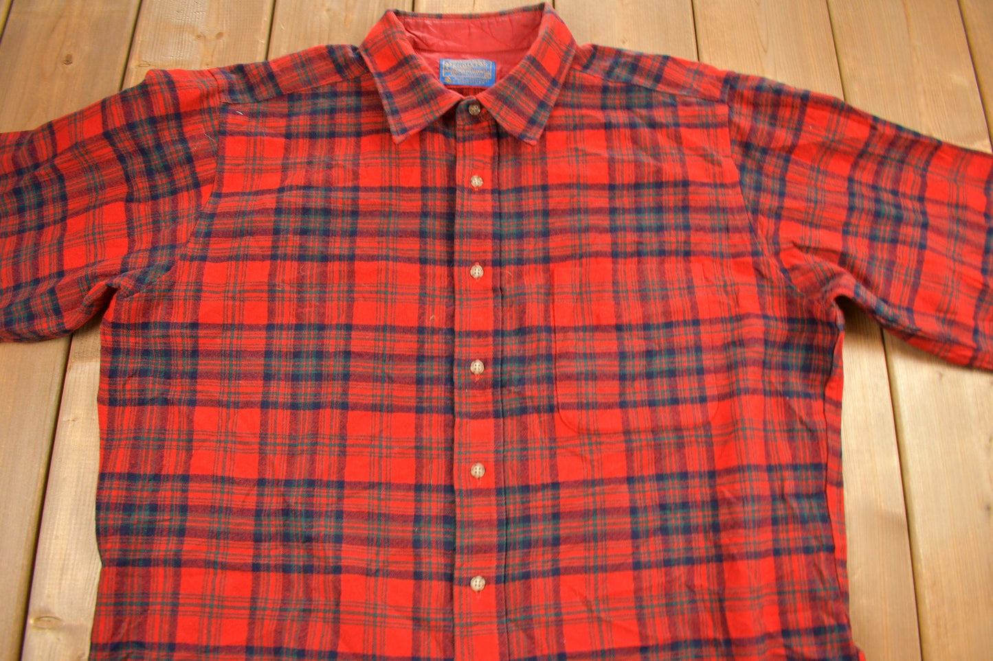 Vintage 1960s Pendleton Plaid Button Up Flannel Shirt Men's XL from propervintagecanada