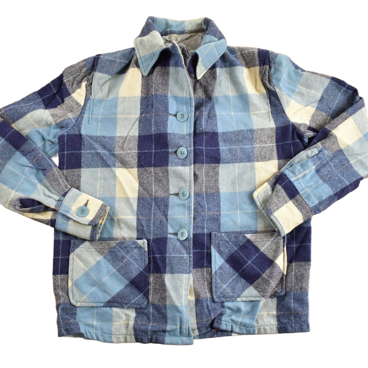 Vintage 1960s Plaid Flannel Button Up Shirt Men's S from propervintagecanada