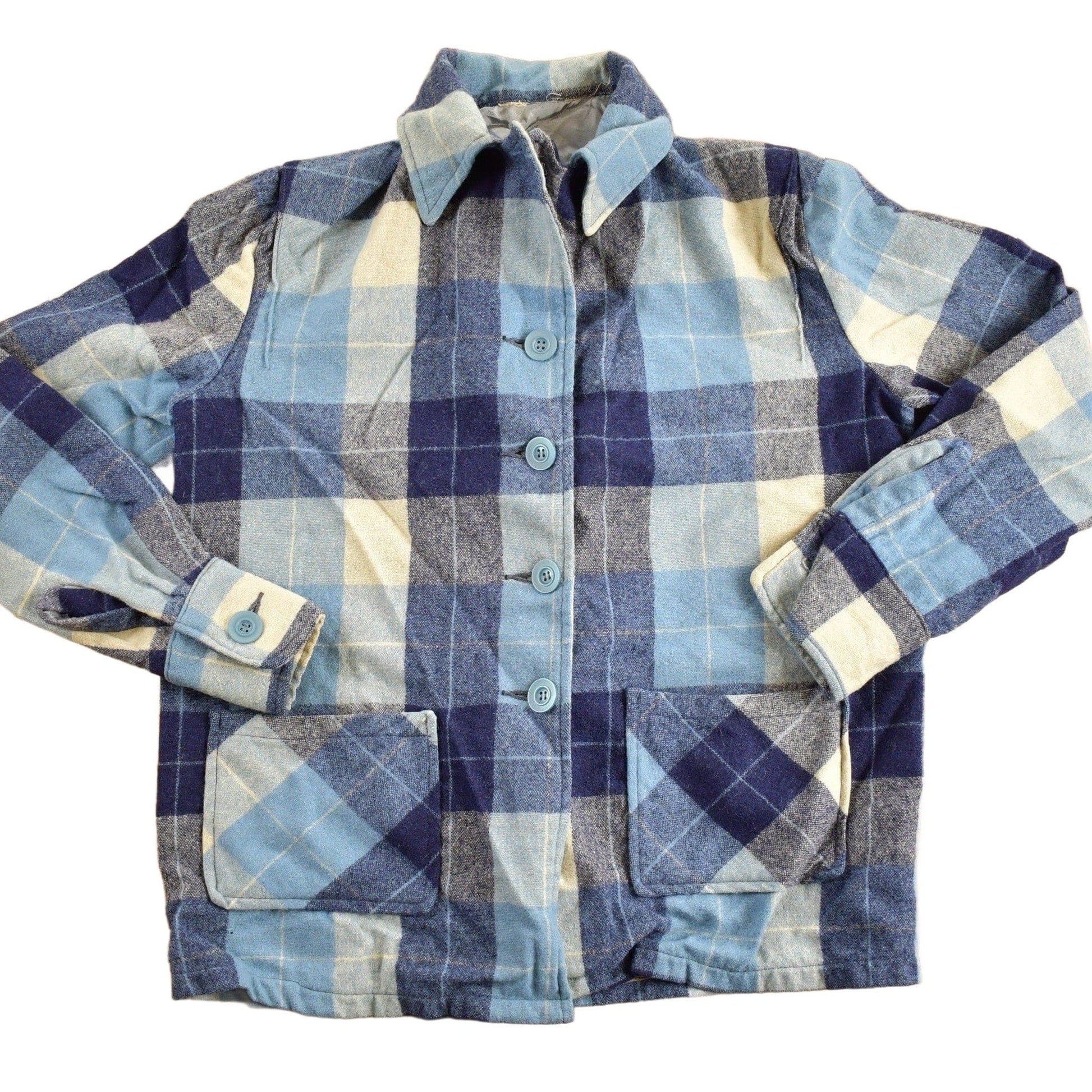 Vintage 1960s Plaid Flannel Button Up Shirt Men's S from propervintagecanada