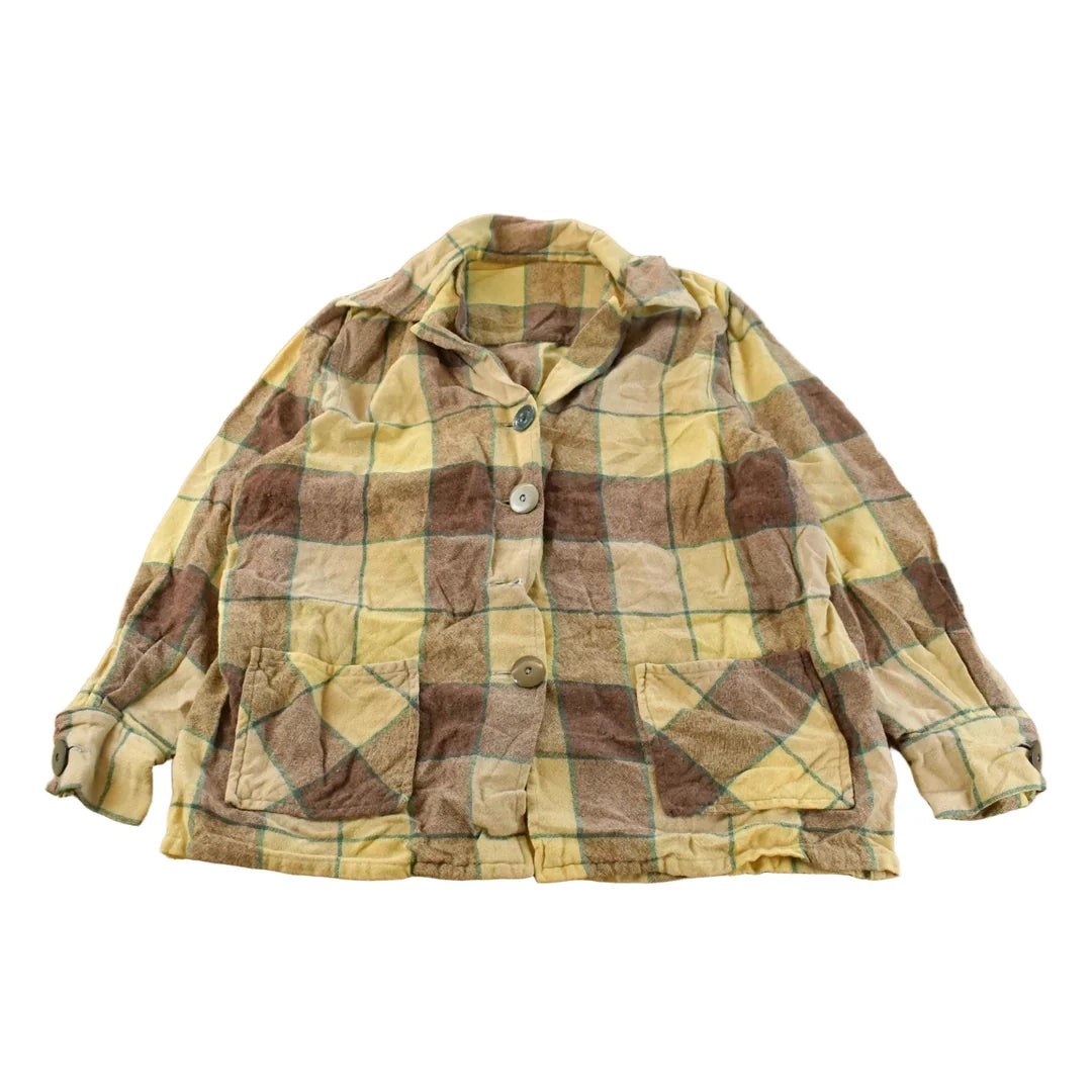 Vintage 1960s Plaid Wool Blazer Shirt Women's Large from propervintagecanada