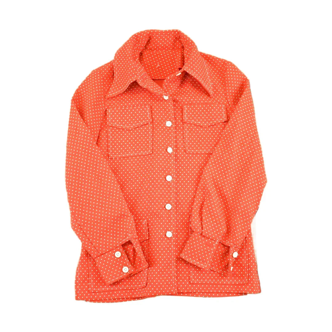 Vintage 1960s Polka Dot Button Up Shirt Men's S from propervintagecanada
