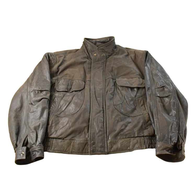 Vintage 1960s Reed Leather Bomber Flight Jacket Men's L from propervintagecanada