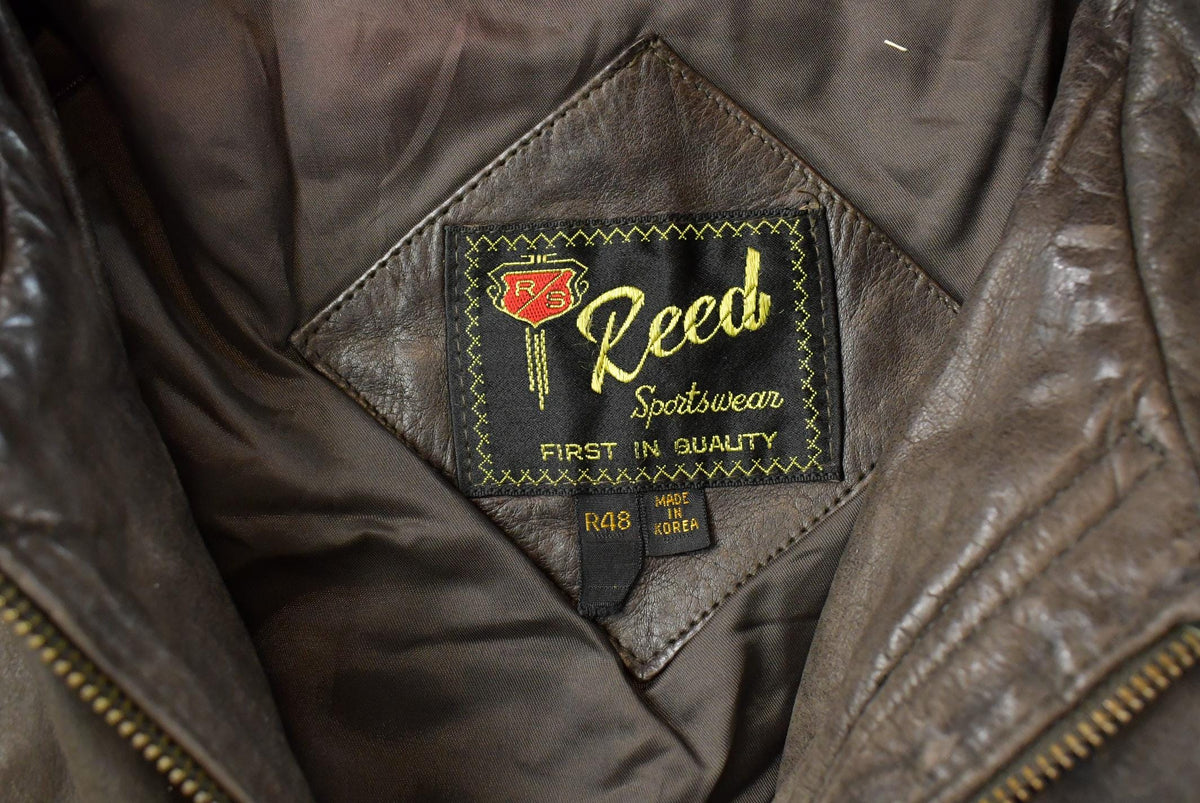 Vintage 1960s Reed Leather Bomber Flight Jacket Men's L from propervintagecanada
