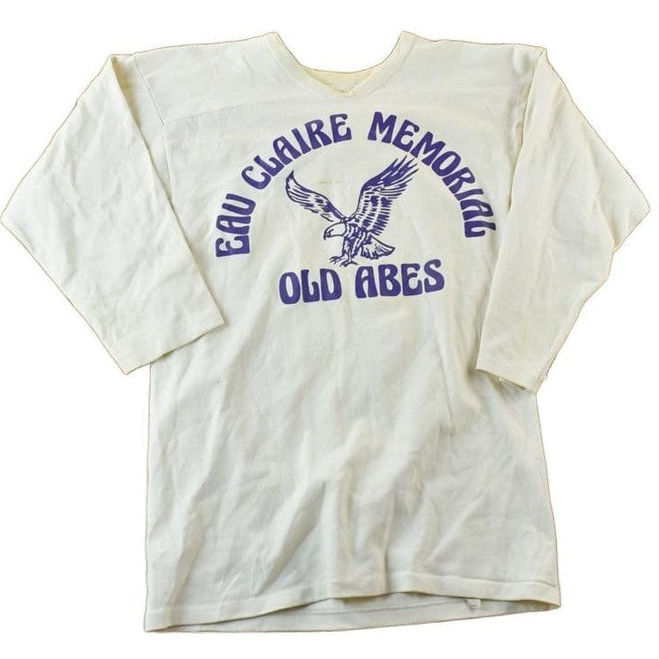Vintage 1960s Russell Athletic Eau Claire Memorial Old Abes Gerke 83 University Collegiate T-Shirt Men's Small from propervintagecanada