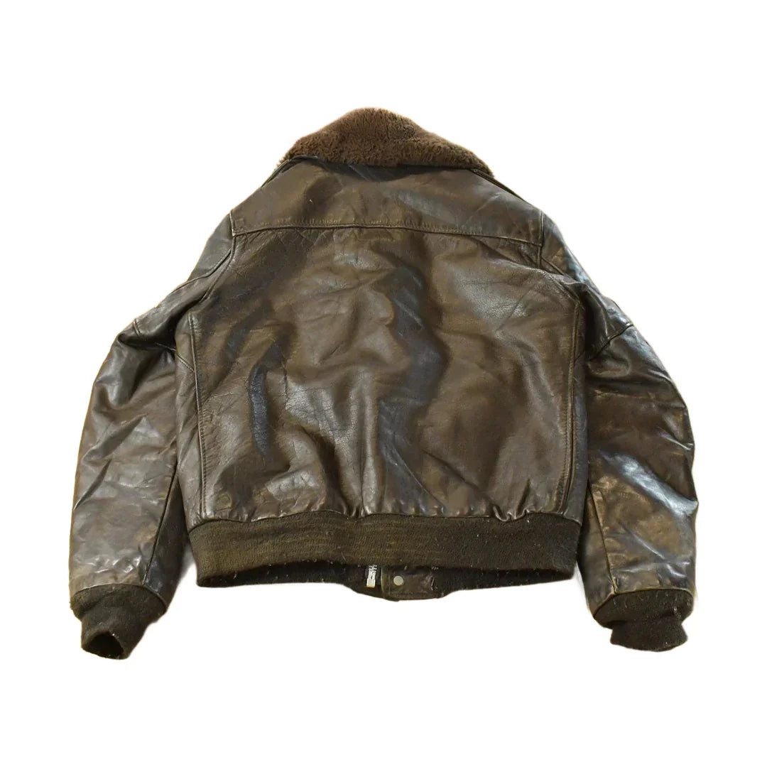 Vintage 1960s Schott IS-674-MS Brown Leather Flight Jacket Men's Medium / Aviator Jacket / Made In USA / Shearling Collar from propervintagecanada
