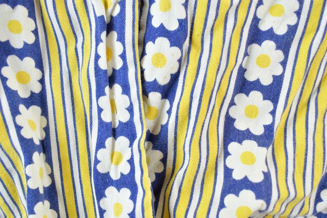 Vintage 1960s Scooter Set Yellow Flower Power Button Up Shirt Men's Small from propervintagecanada
