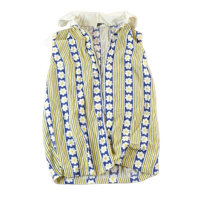 Vintage 1960s Scooter Set Yellow Flower Power Button Up Shirt Men's Small from propervintagecanada