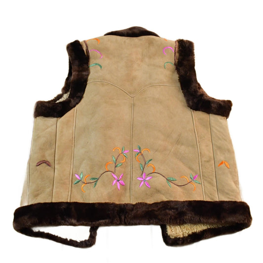 Vintage 1960s Shearling Boho Vest Sherpa Lined Men's XL from propervintagecanada