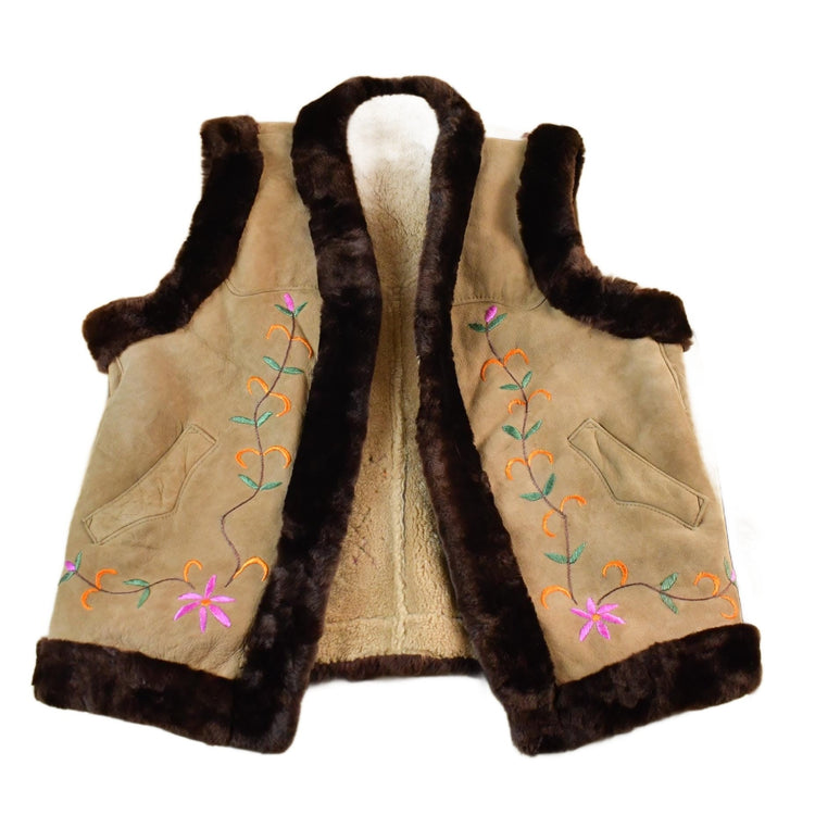 Vintage 1960s Shearling Boho Vest Sherpa Lined Men's XL from propervintagecanada