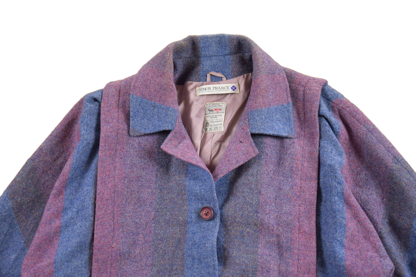 Vintage 1960s Simon Pearce Striped Wool Jacket Button Up Men's Small from propervintagecanada