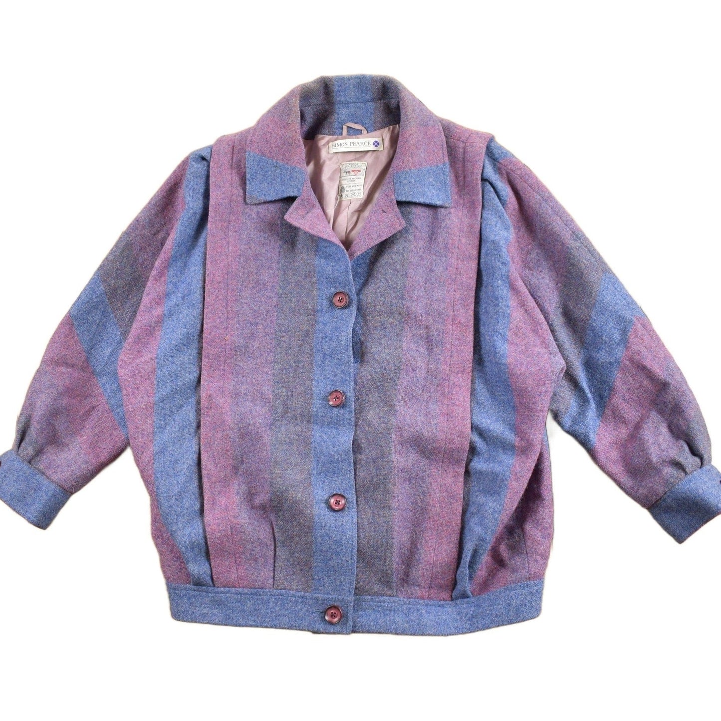 Vintage 1960s Simon Pearce Striped Wool Jacket Button Up Men's Small from propervintagecanada