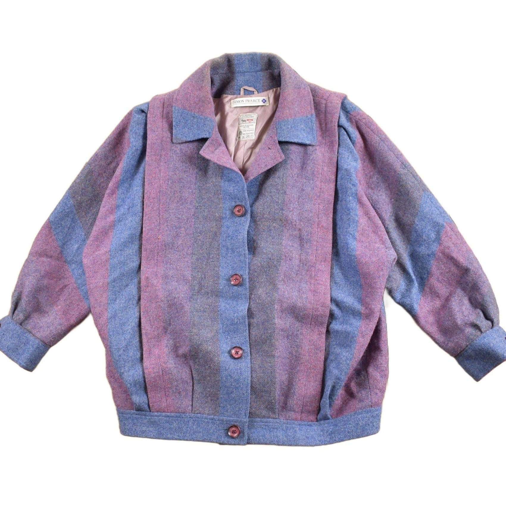 Vintage 1960s Simon Pearce Striped Wool Jacket Button Up Men's Small from propervintagecanada