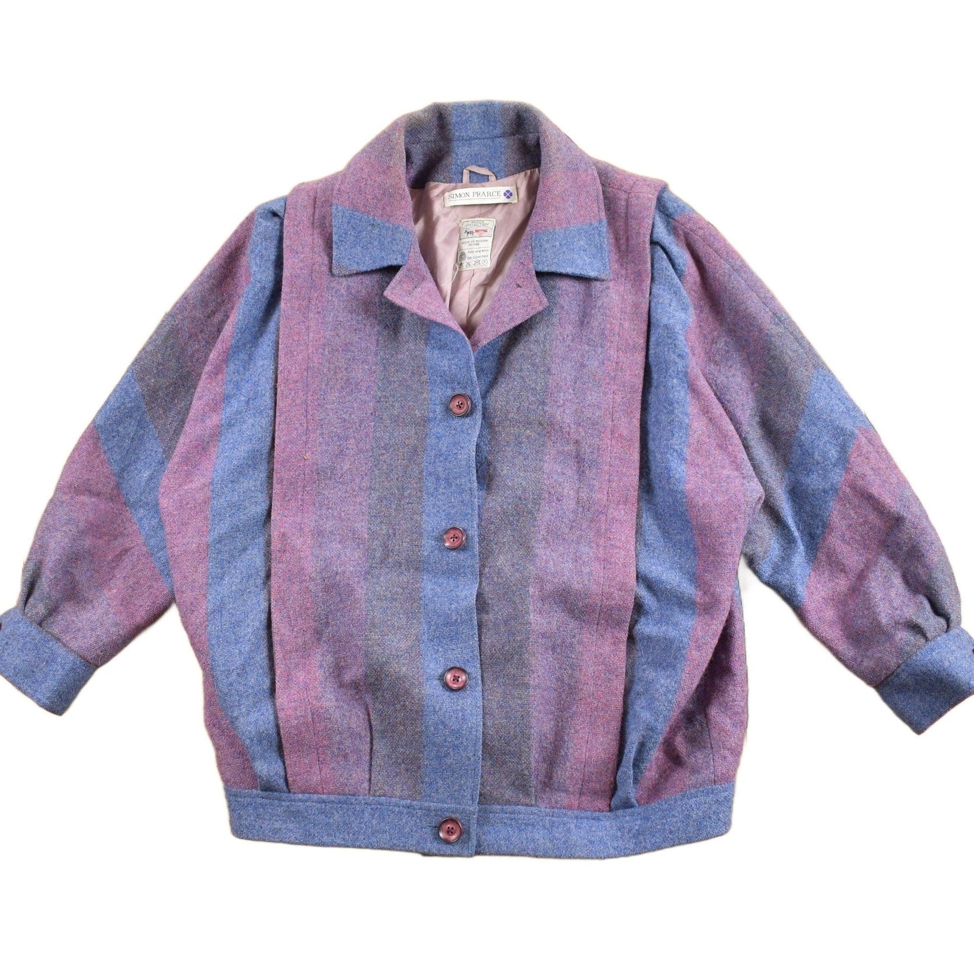 Vintage 1960s Simon Pearce Striped Wool Jacket Button Up Men's Small from propervintagecanada