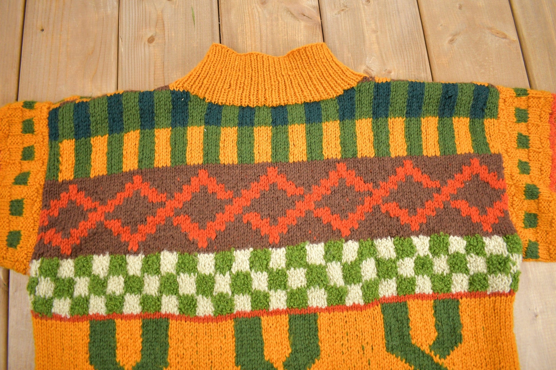 Vintage 1960s Southwestern Knit Turtleneck Sweater Men's Medium from propervintagecanada